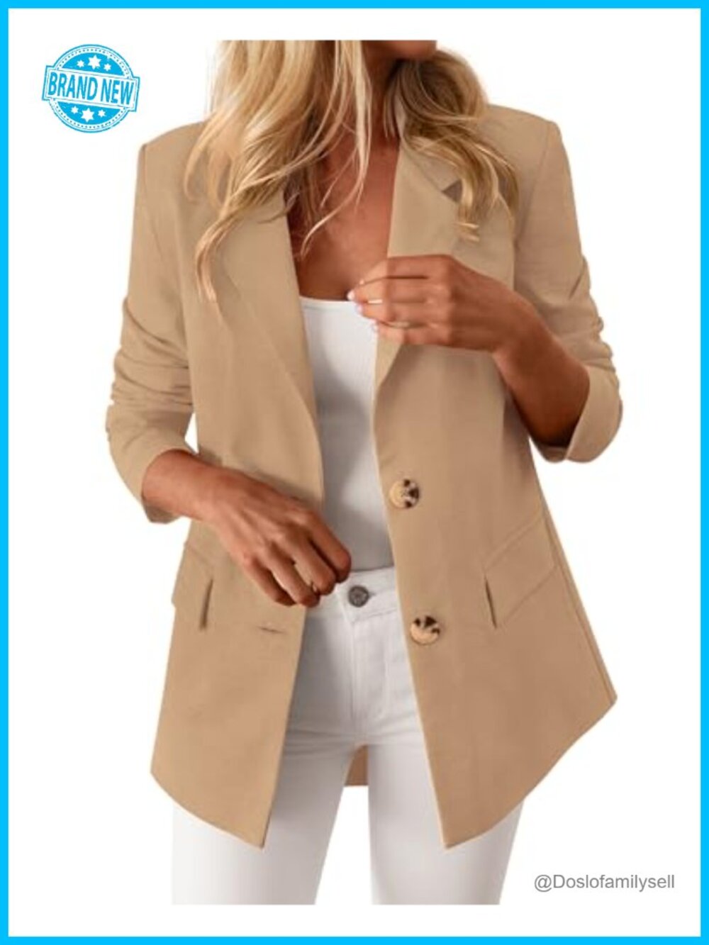 Woven Blazer Women Business Casual Open Front Notch Collar Work Office Suit